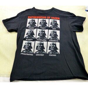 Star Wars Mens Darth Vader Expressions T-Shirt LG Black Cotton